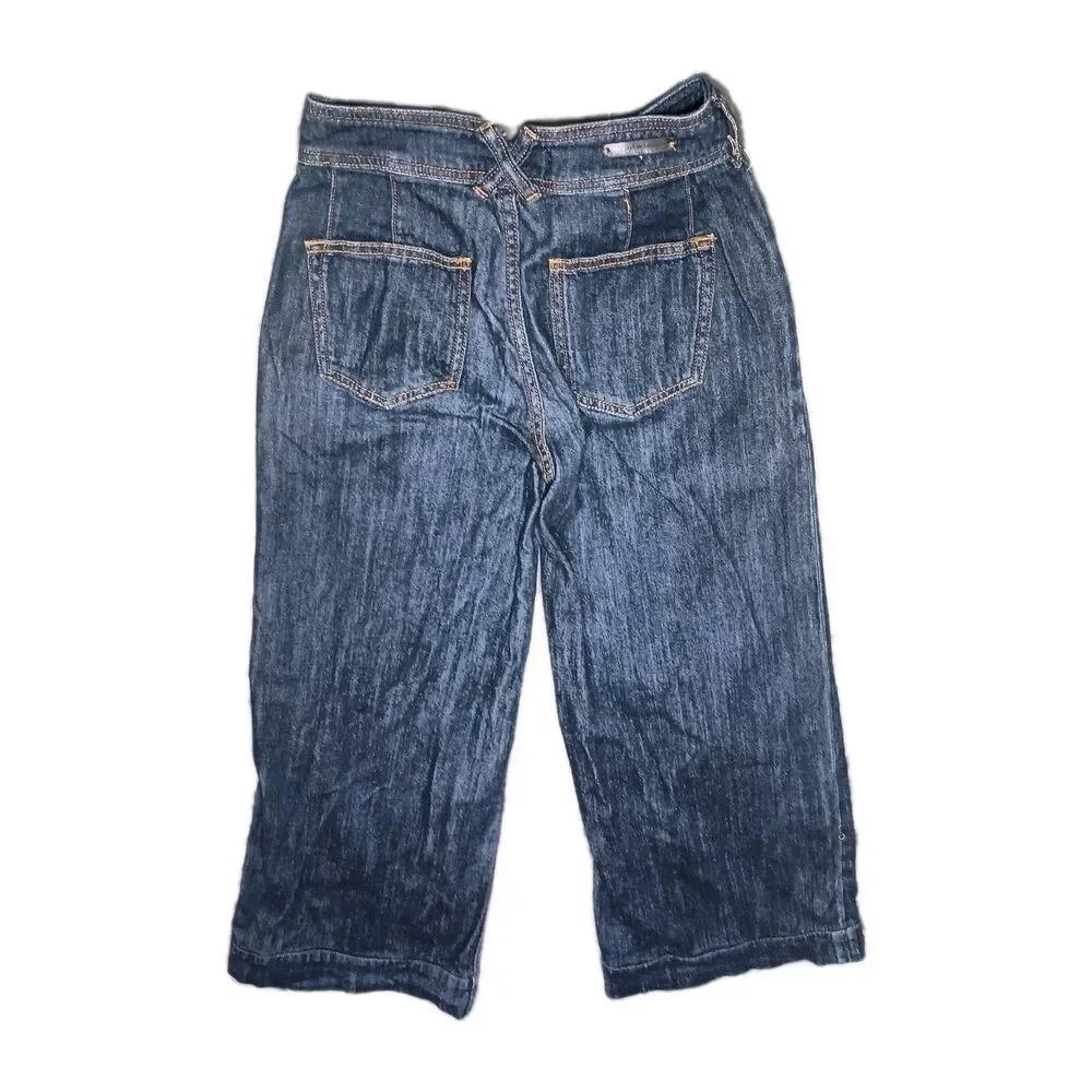 Pilcro Anthropologie Jeans Womens 25 Petite Blue Denim Wide Leg Cropped Pants